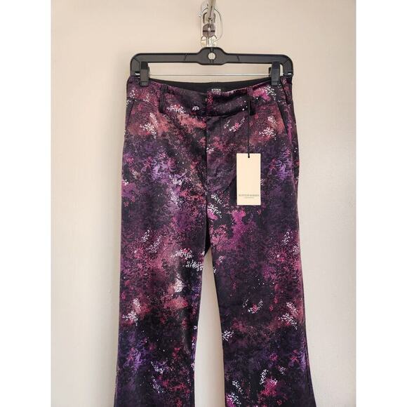 NWT Anthropologie Scotch & Soda Velvet Flare Floral Trousers Pant Size 24 - Picture 4 of 14